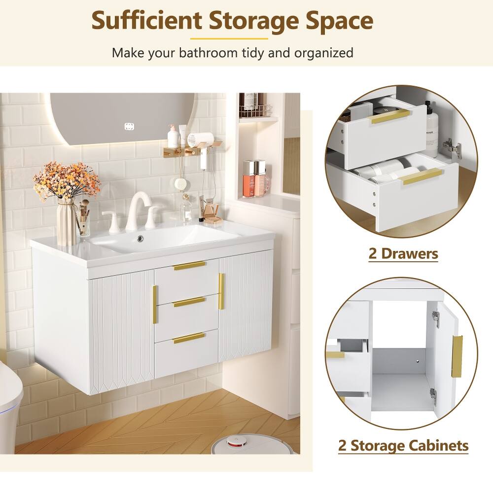 Sufficient Storage Space  
Make your bathroom tidy and organized

2 Drawers  
2 Storage Cabinets
