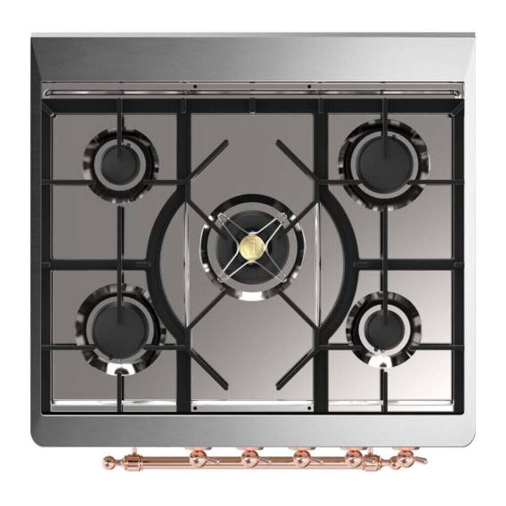 Alt View 5. ILVE - ILVE Majestic II Series  30 in. Dual Fuel Range with 5 Sealed Burners (Natural Gas, Copper Trim) - White.