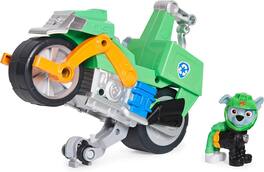 Paw Patrol - Moto Pups Rocky Deluxe Pull-Back Motorcycle with Wheelie Feature and Figure, Ages 3+ - Multicolor