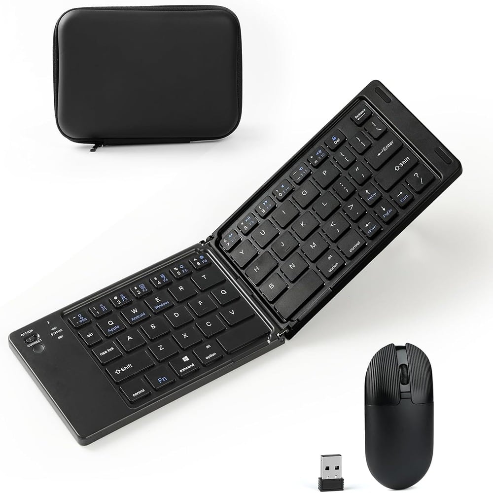 RTMB - Foldable Keyboard & Mouse – Dual Bluetooth, USB-C - Black