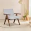 Angle. Costway - 1 PCS Modern Accent Chair Linen Fabric Armchair with Solid Acacia Wood Frame - Grey.