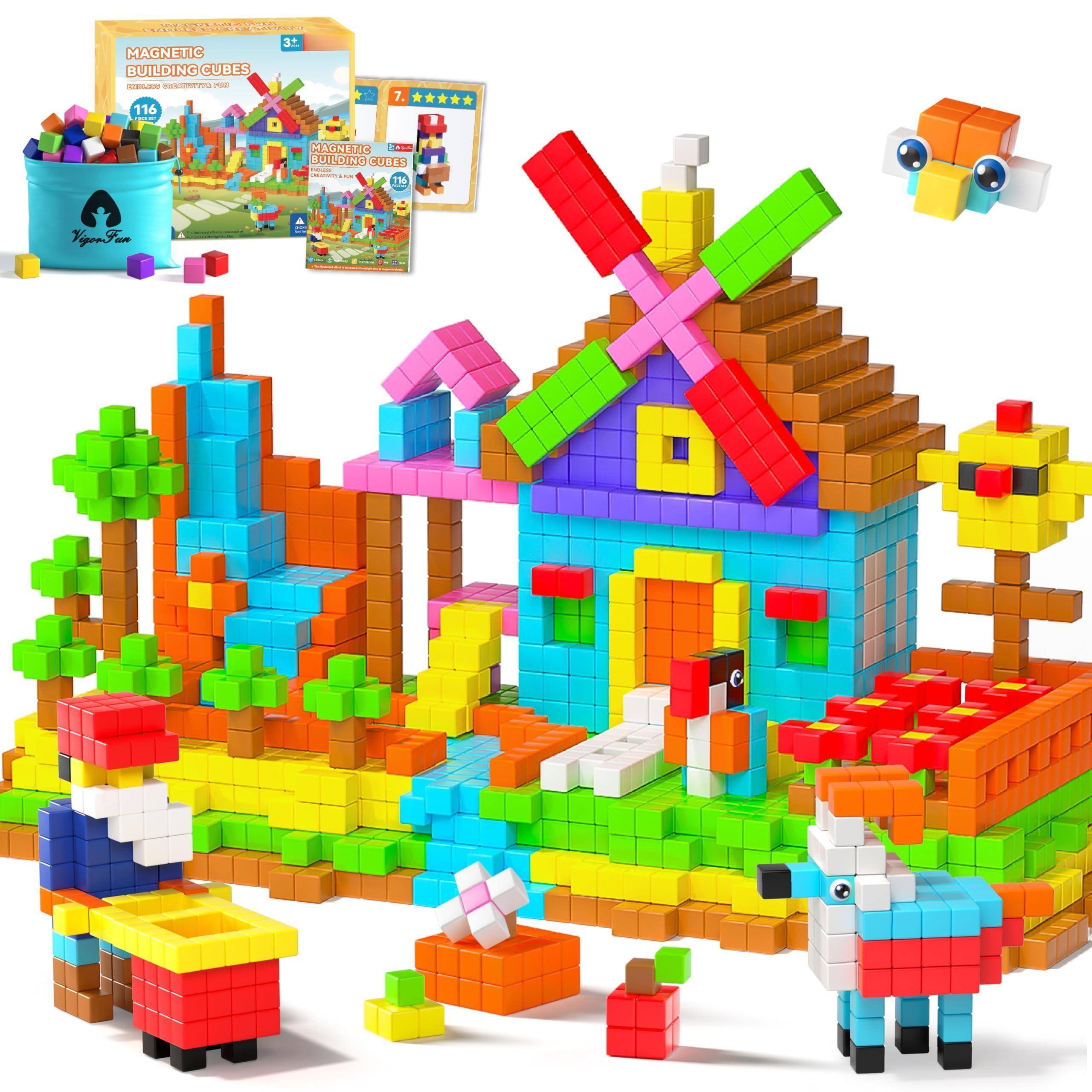 Leash Valley Magnetic Blocks Set " Building With Eyes And Storage Bag ...