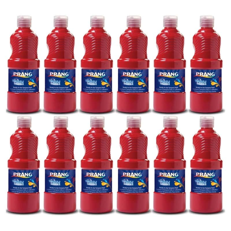 Prang - Washable Tempera Paint Red 16 oz Pack of 6