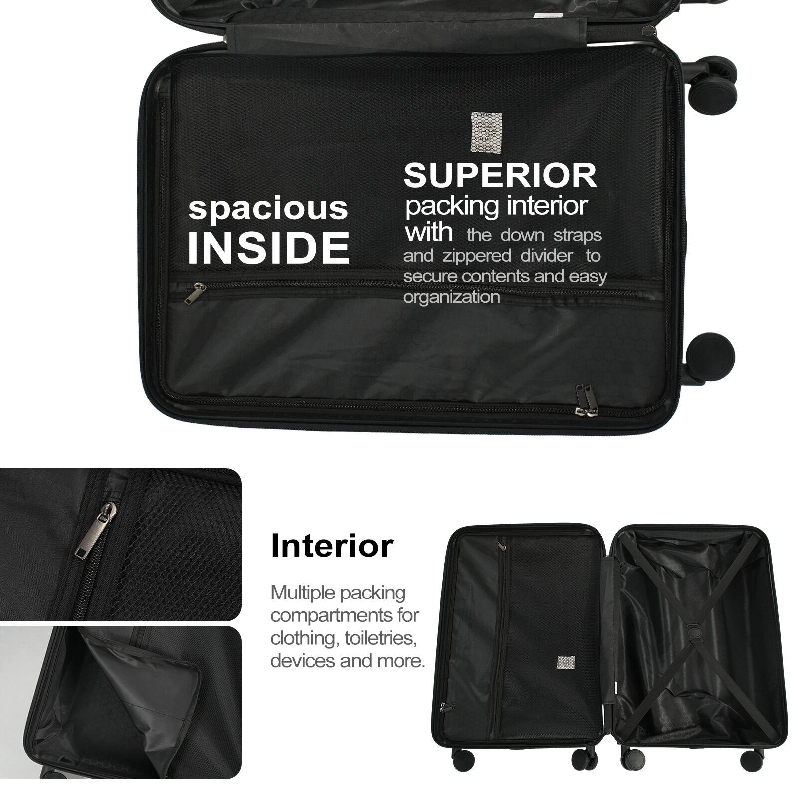 Travelhouse 3 Piece Hardshell Luggage Set Hardside Lightweight