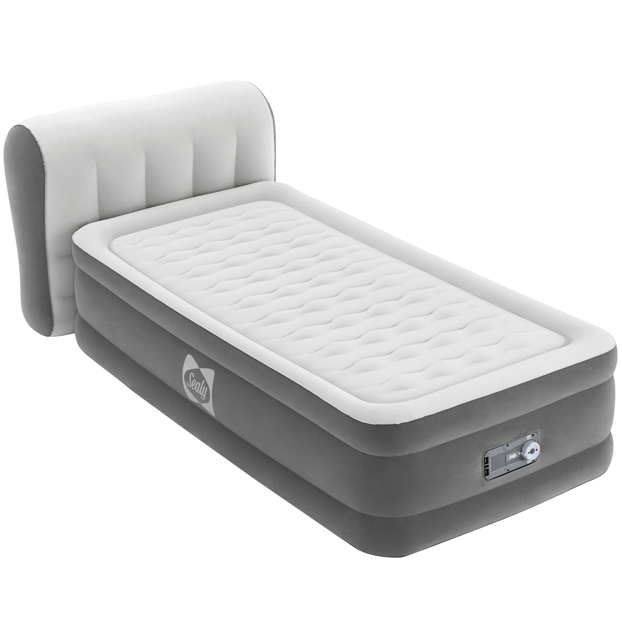 Front. Bestway - Sealy: Tritech: Air Mattress & Headboard - Twin - Gray.