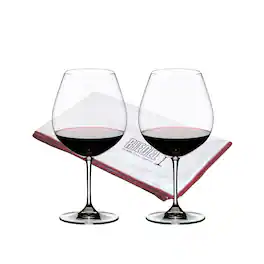 Riedel - Vinum Pinot Noir 2 Piece Wine Glass Set with Polishing Cloth - Clear