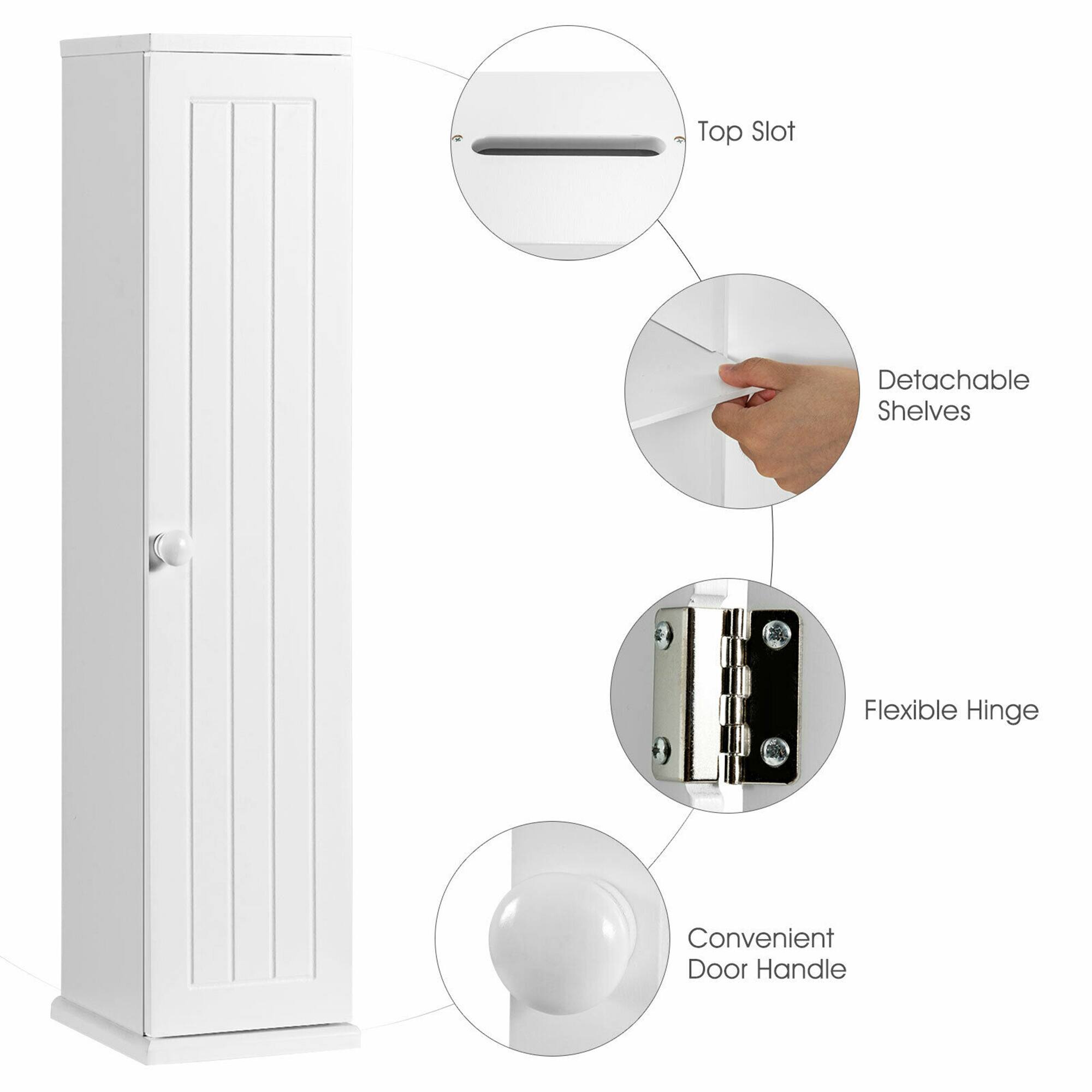 - Top Slot
- Detachable Shelves
- Flexible Hinge
- Convenient Door Handle