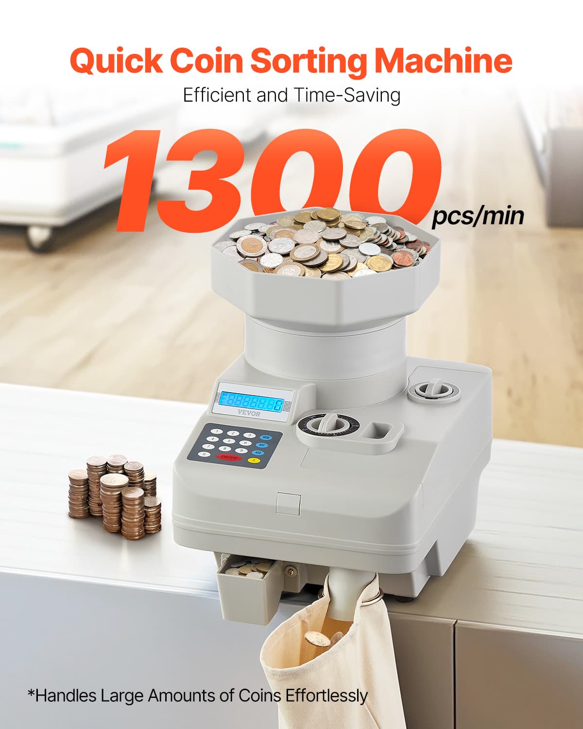 Coin Counter, Professional Coin Sorter with LED Display Holds up