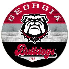 Jardine - Georgia Bulldogs 20'' x 20'' Retro Logo Circle Sign - Red
