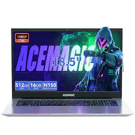 ACEMAGIC - AX18 - 18.5" Laptop - Intel Twin Lake N150 - 16GB DDR4 RAM - 512GB SSD Laptop - Windows 11 pro - WIFI5 BT5 - Gray