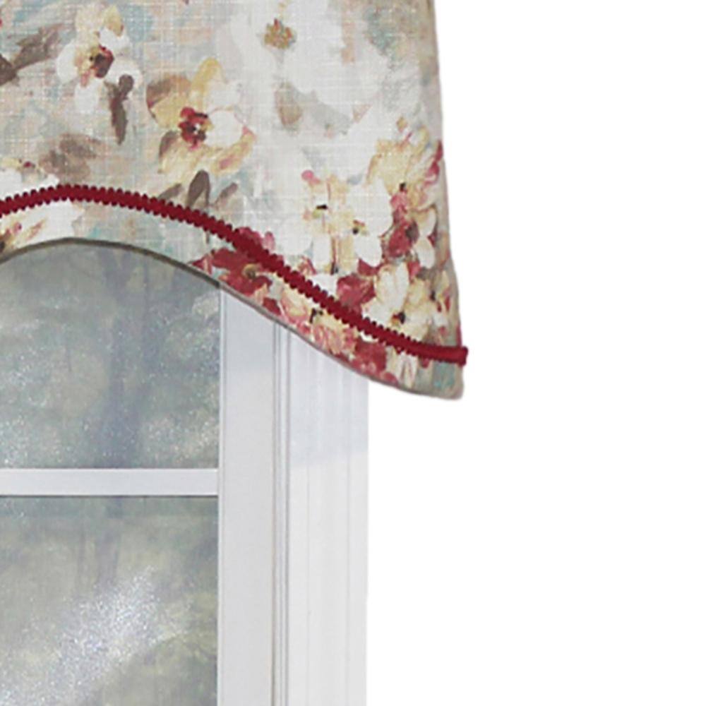 Left. RLF Home - RLF Home Tia Cornice Valance Primrose. 3" Rod Pocket, Elevated trim décor. 50" x 17" - Primrose.