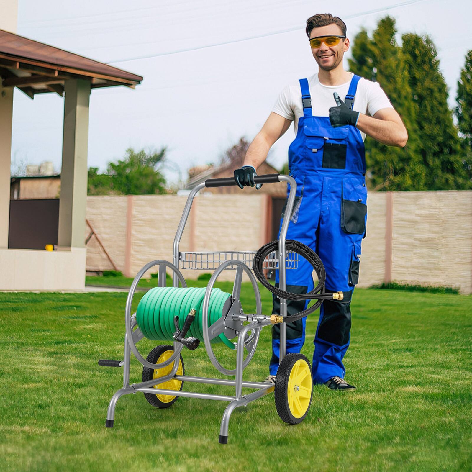 Gymax Garden Hose Reel Cart - Thumbnail 4