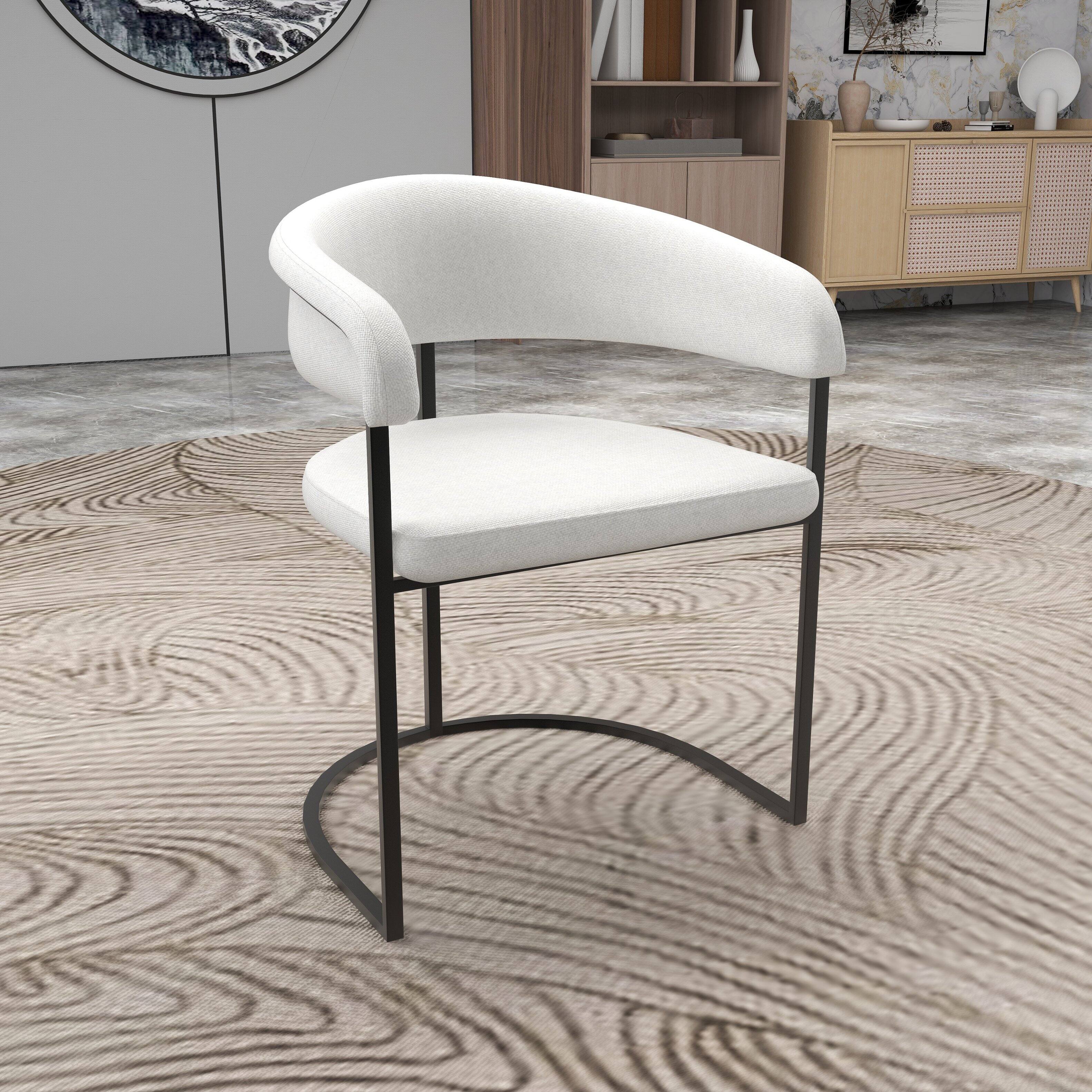 Angle. LeisureMod - Aero 4-PCS Contemporary Dining Chair, Padded Cantilever Accent Armchair with Iron Frame - White.