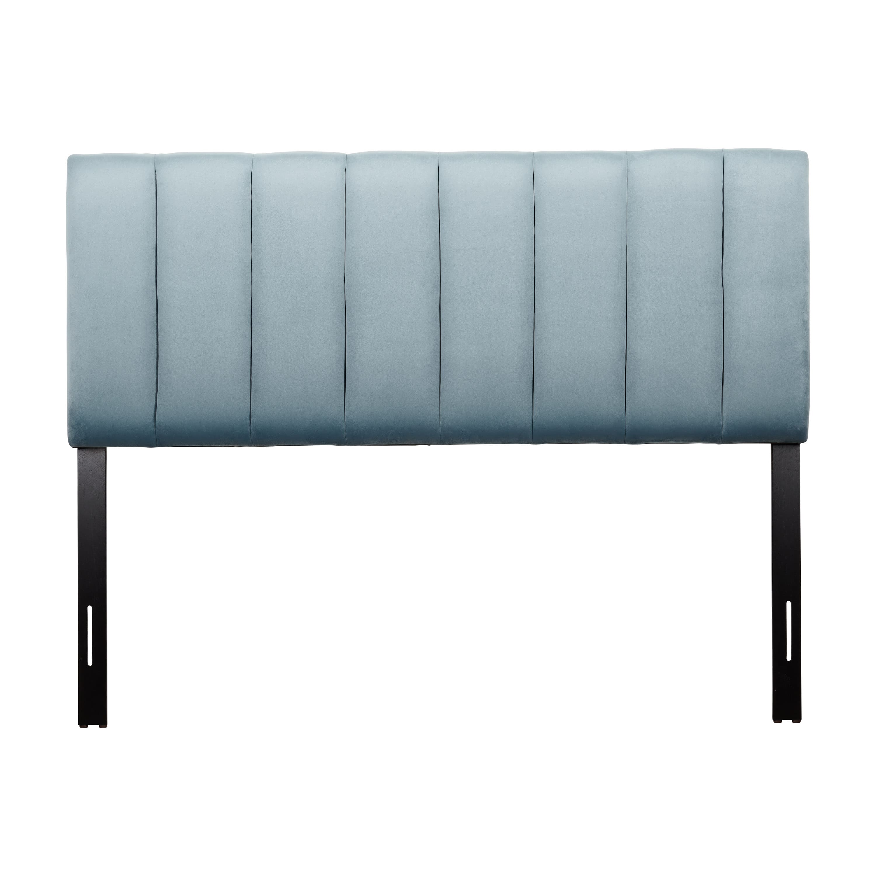 Front Zoom. CorLiving - Helena Channel Tufted Velvet Queen Headboard - Light Blue.