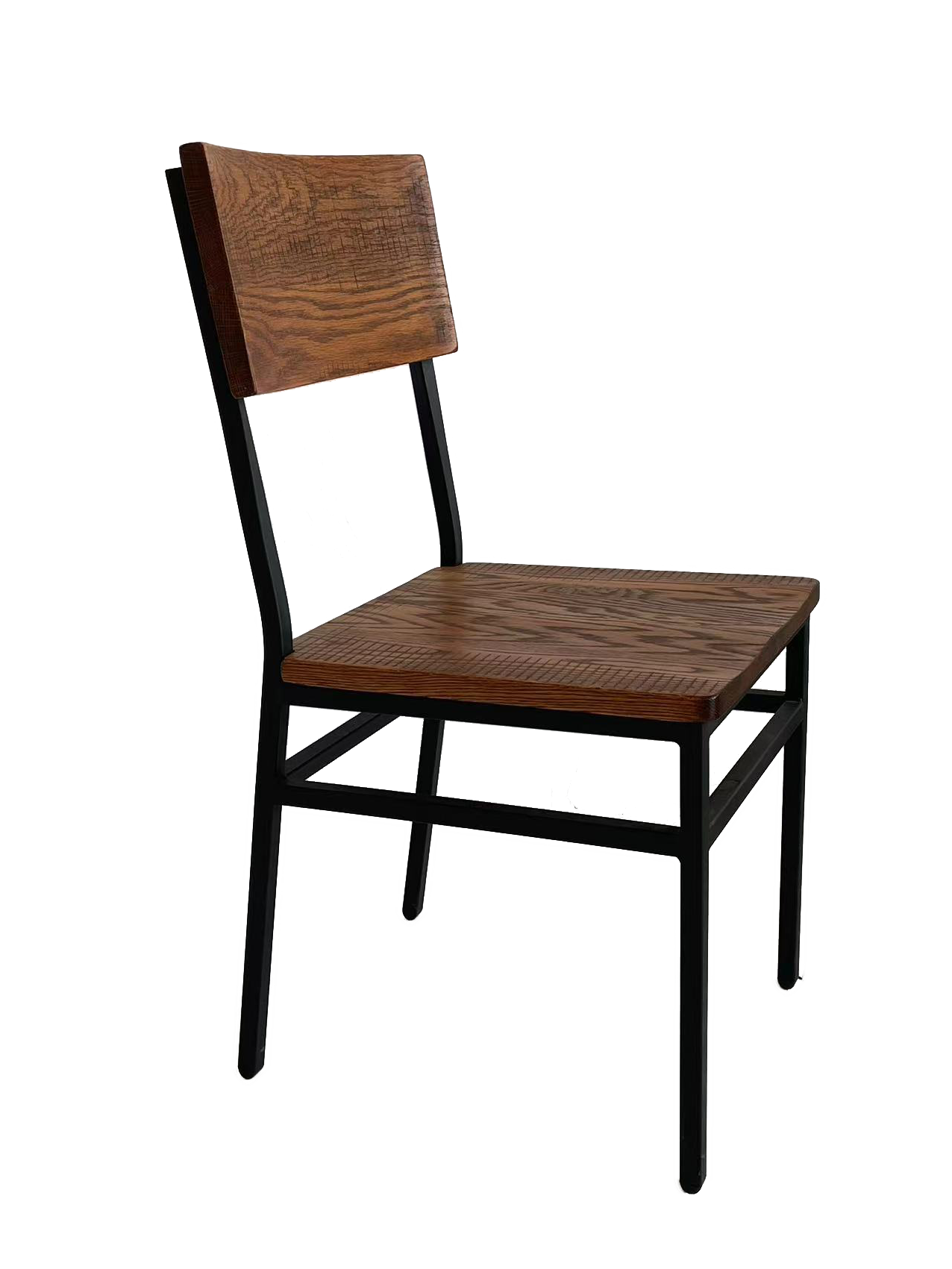 Left. Anysun - Set of 2 Assembled Farmhouse Dining Chairs, Metal Frame, American Red Oak, for Kitchen & Dining Room - Brown.