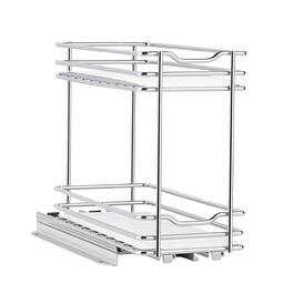 VEVOR - Pull Out Spice Rack Organizer for Cabinet, 2 Tier Slide Out Spice Rack Organizer, Heavy Duty Metal Seasoning Kitchen - Silver