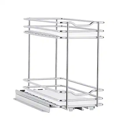 Front. VEVOR - Pull Out Spice Rack Organizer for Cabinet, 2 Tier Slide Out Spice Rack Organizer, Heavy Duty Metal Seasoning Kitchen - Silver.