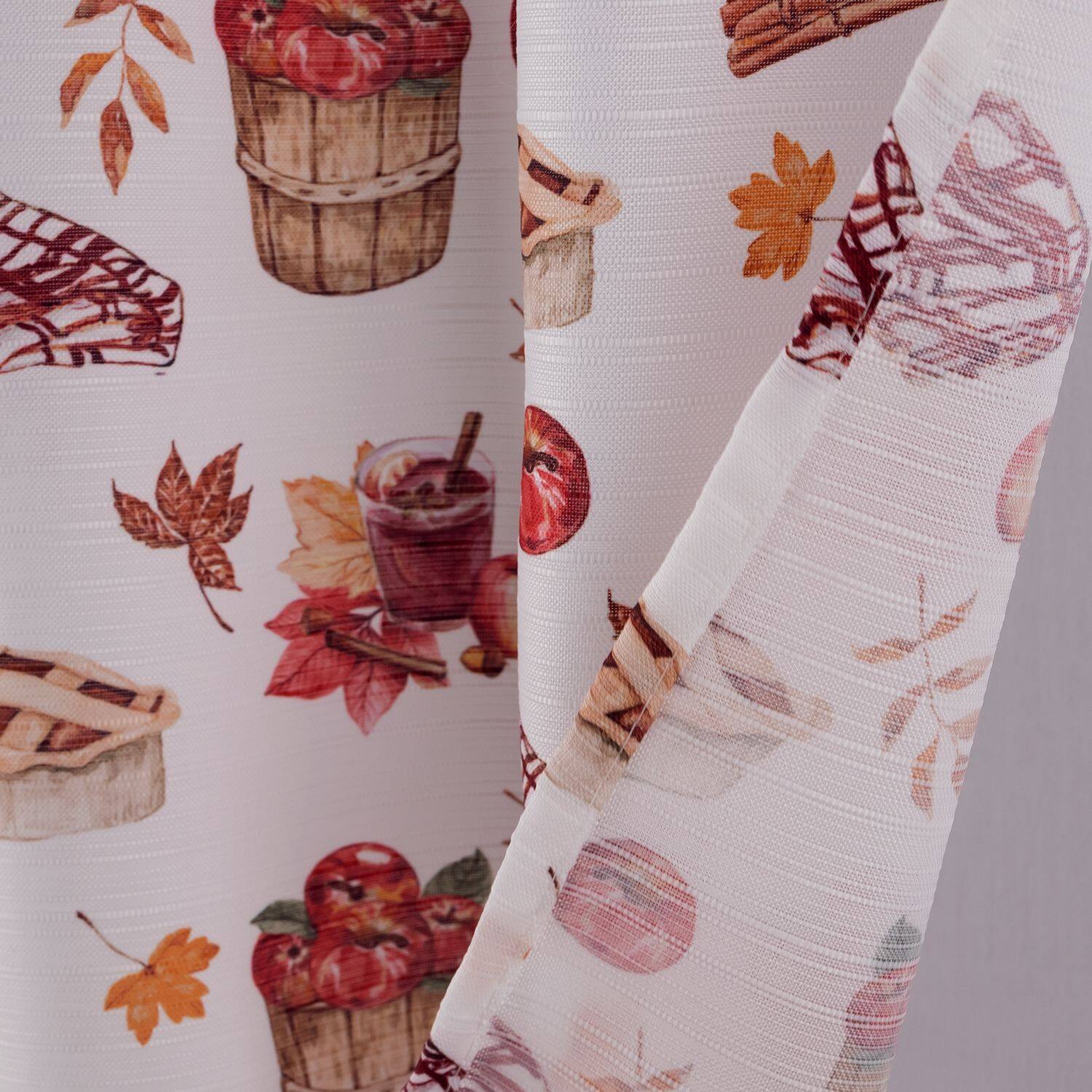 Angle. Kate Aurora - Kate Aurora Autumn Harvest Apple Pie & Cider Rod Pocket 3 Piece Cafe Kitchen Curtain Tier & Valance Set - White.