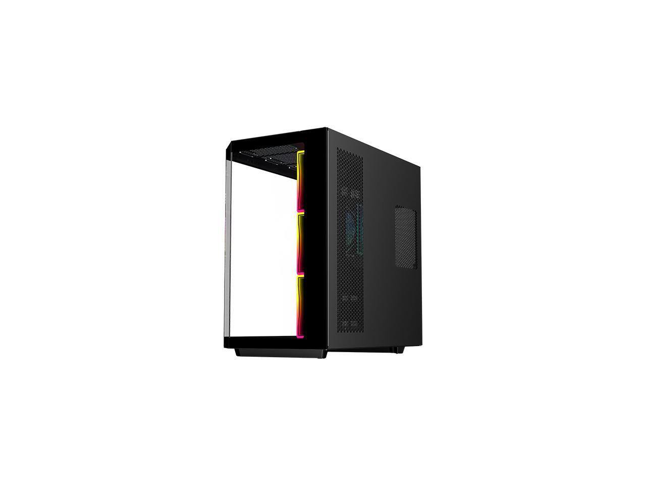 Alt View 10. DIYPC - argb-n3-bk black usb3.0/ type c tempered glass atx gaming computer case w/ - Black.
