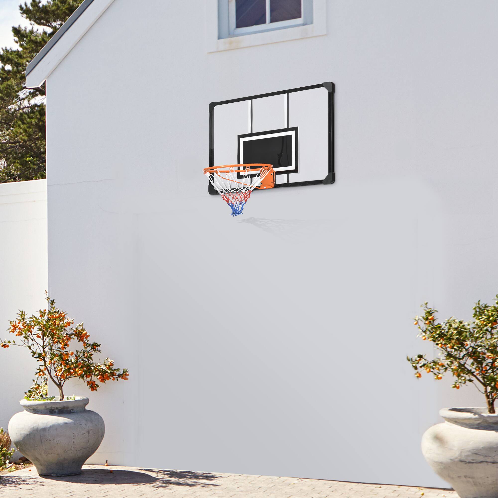 Front. APRILSOUL - Soozier Wall mounted Basketball Hoop 45脳29 Shatterproof Indoor Outdoor - Colorful.