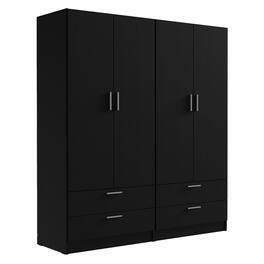 Madesa - 4 Doors 4 Drawers Wardrobe with Shelves and Hanging Space 63"L - Black
