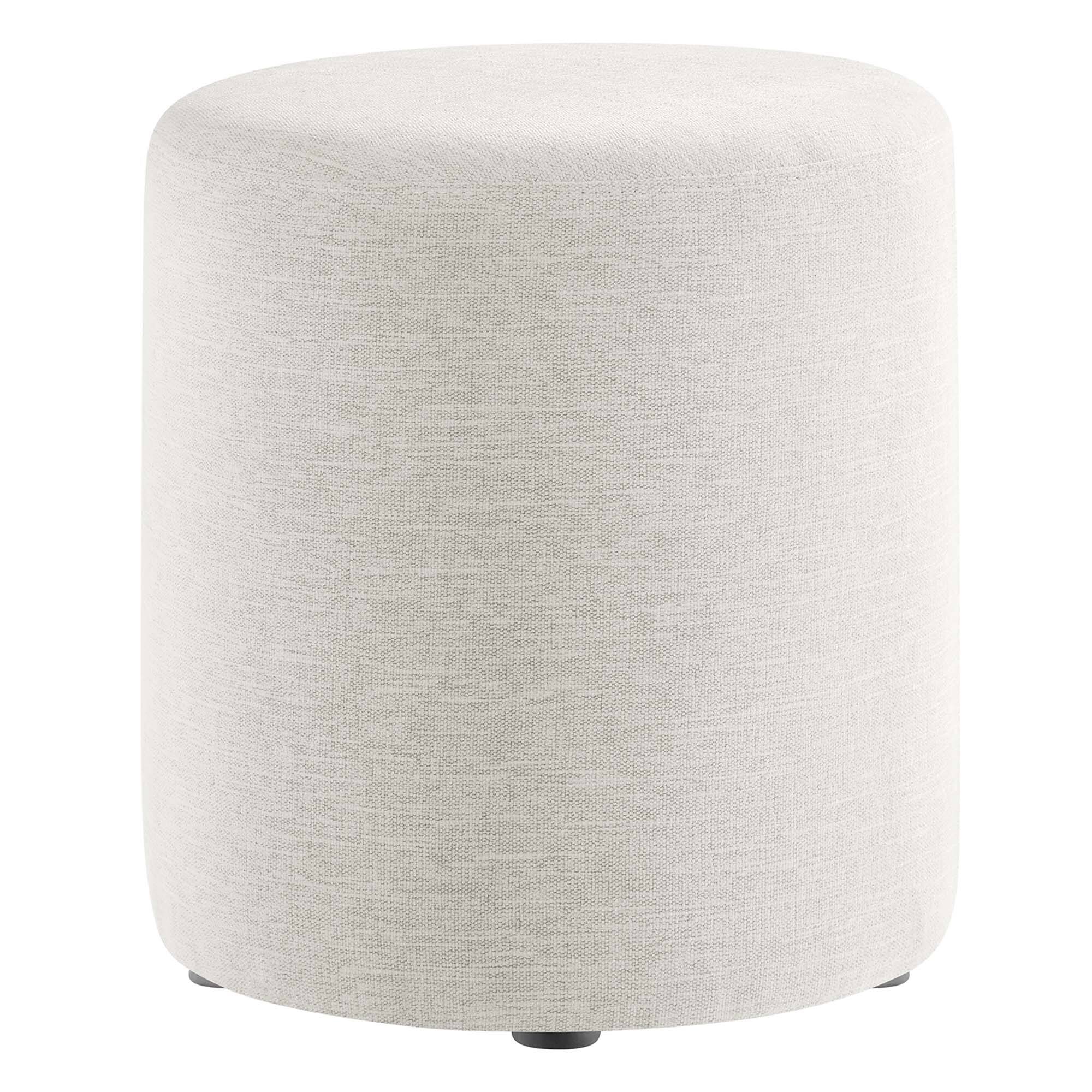 Angle. Modway - Callum 16" Round Woven Heathered Fabric Upholstered Ottoman by Modway - Heathered Weave Ivory.