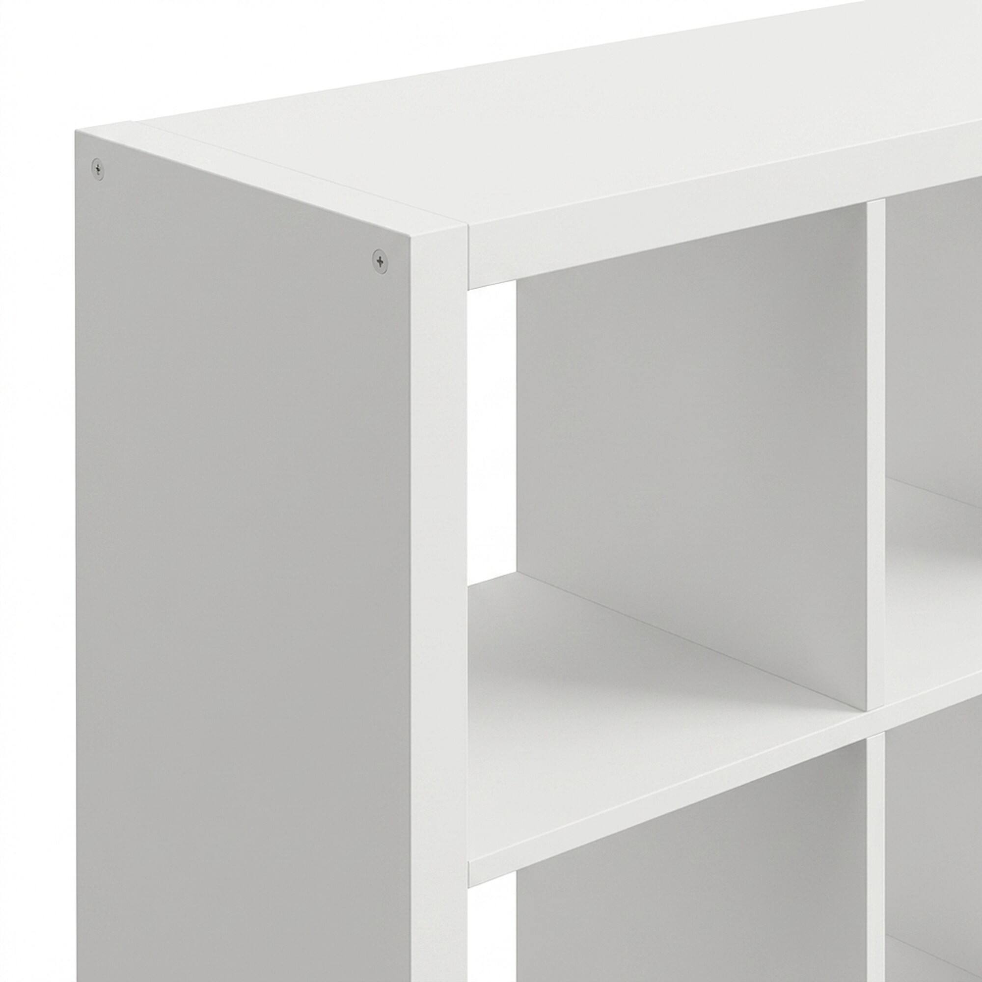 Alt View 3. FurniFact - Engineered Wood Storage Cabinet with 16 Open-Back Cube Shelves, Tall Bookcase Organizer for Bedroom or Entryway, White - White.