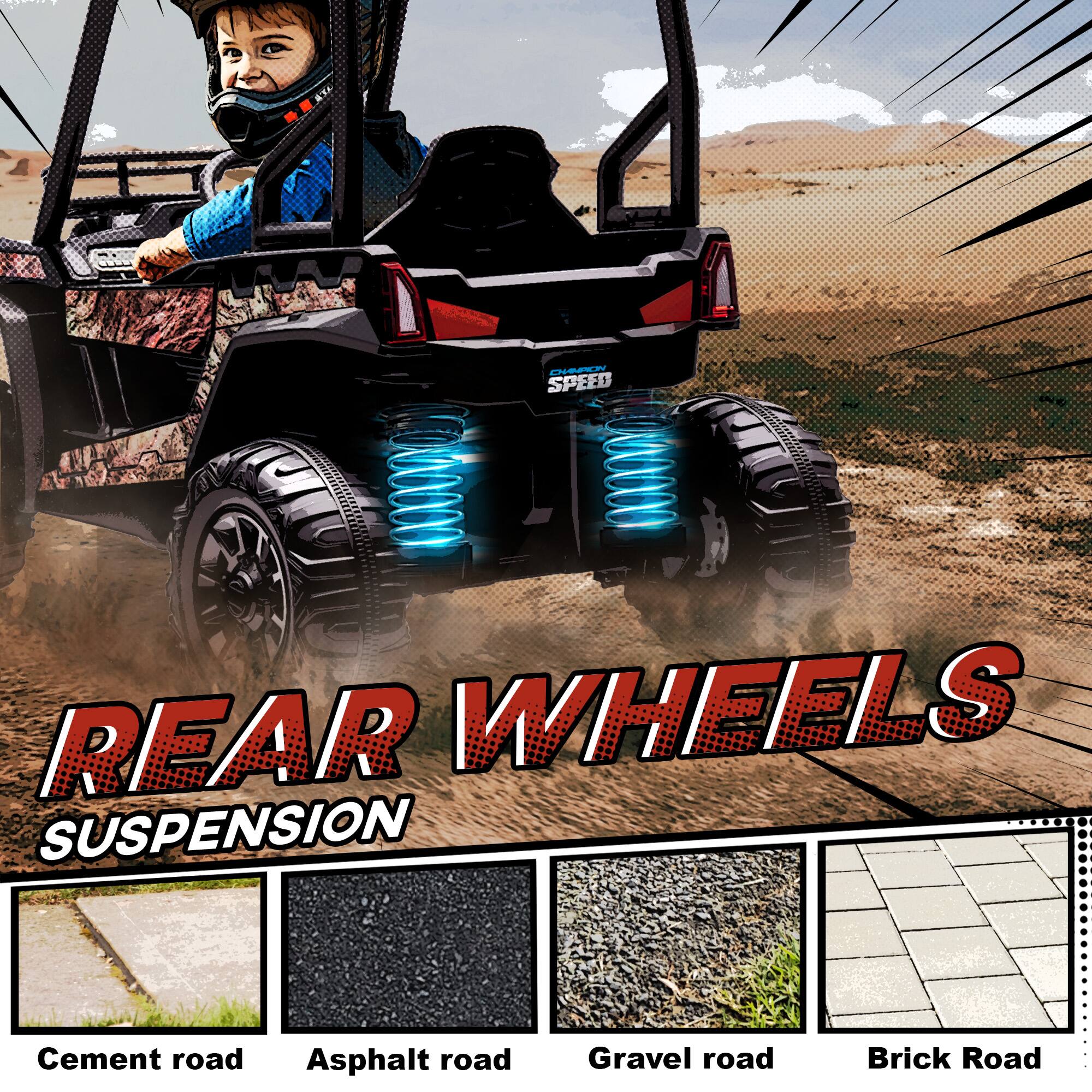 REAR WHEELS SUSPENSION

Cement road  
Asphalt road  
Gravel road  
Brick Road