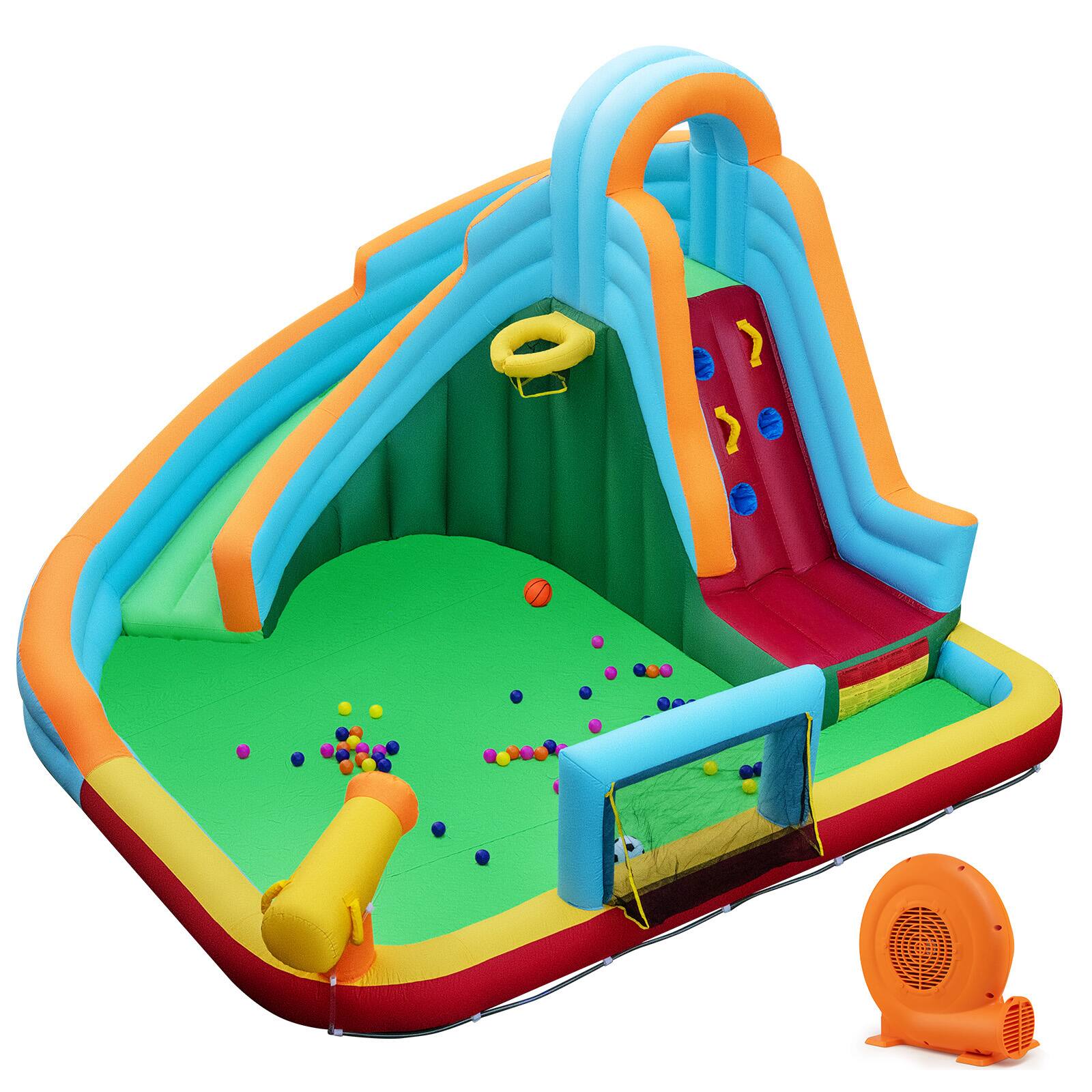 Alt View 9. Gymax - Gymax Inflatable Water Slide Park w/Long Slide Splash Pool Climbing Wall 750W Blower - Multicolor.