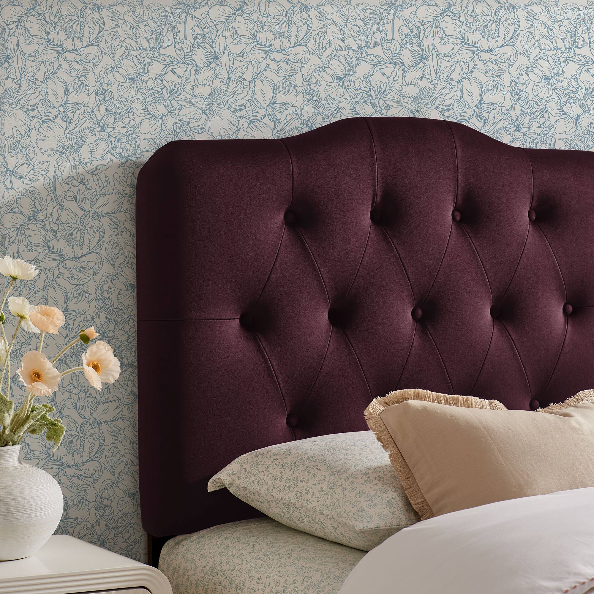 Alt View 1. Modway - Annabel Diamond Tufted Performance Velvet Headboard by Modway - Mulberry.