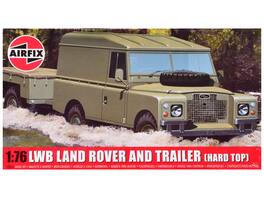 Airfix - Level 2 Model Kit Land Rover LWB (Hard Top) Truck and Trailer with 2 Scheme Options 1/76 Scale - Green
