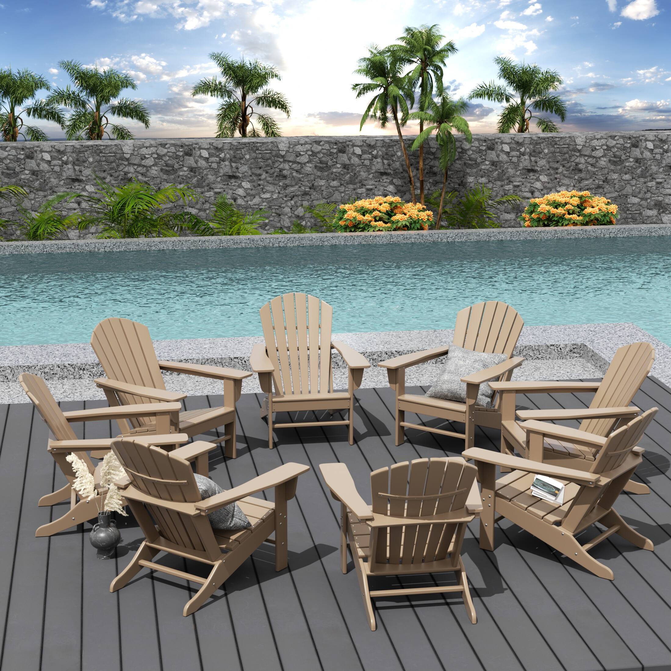 Angle. WestinTrends - WestinTrends Dylan Outdoor Adirondack Chair (Set of 8) - Weathered Wood.