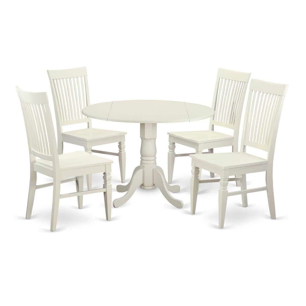 East West Furniture - 5 PC Kitchen Table set for 4-Kitchen dinette Table and 4 Dining Chairs - Linen White price history on PriceWatchPro