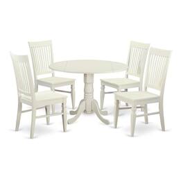 East West Furniture - 5 PC Kitchen Table set for 4-Kitchen dinette Table and 4 Dining Chairs - Linen White