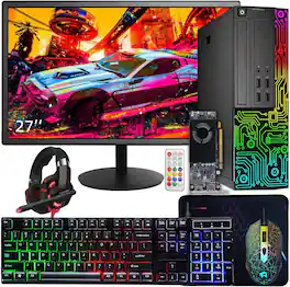 Dell - Refurbished Excellent - Gaming OptiPlex RGB PC Combo, Intel Core i7, GeForce GT 1030 2G, 16GB RAM, 512GB SSD, 27'' Monitor, WiFi 6, Win11P - Black