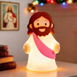 FINEAK - Rechargeable Jesus Night Light-Dimmable Silicone LED for Peace & Comfort - Pink