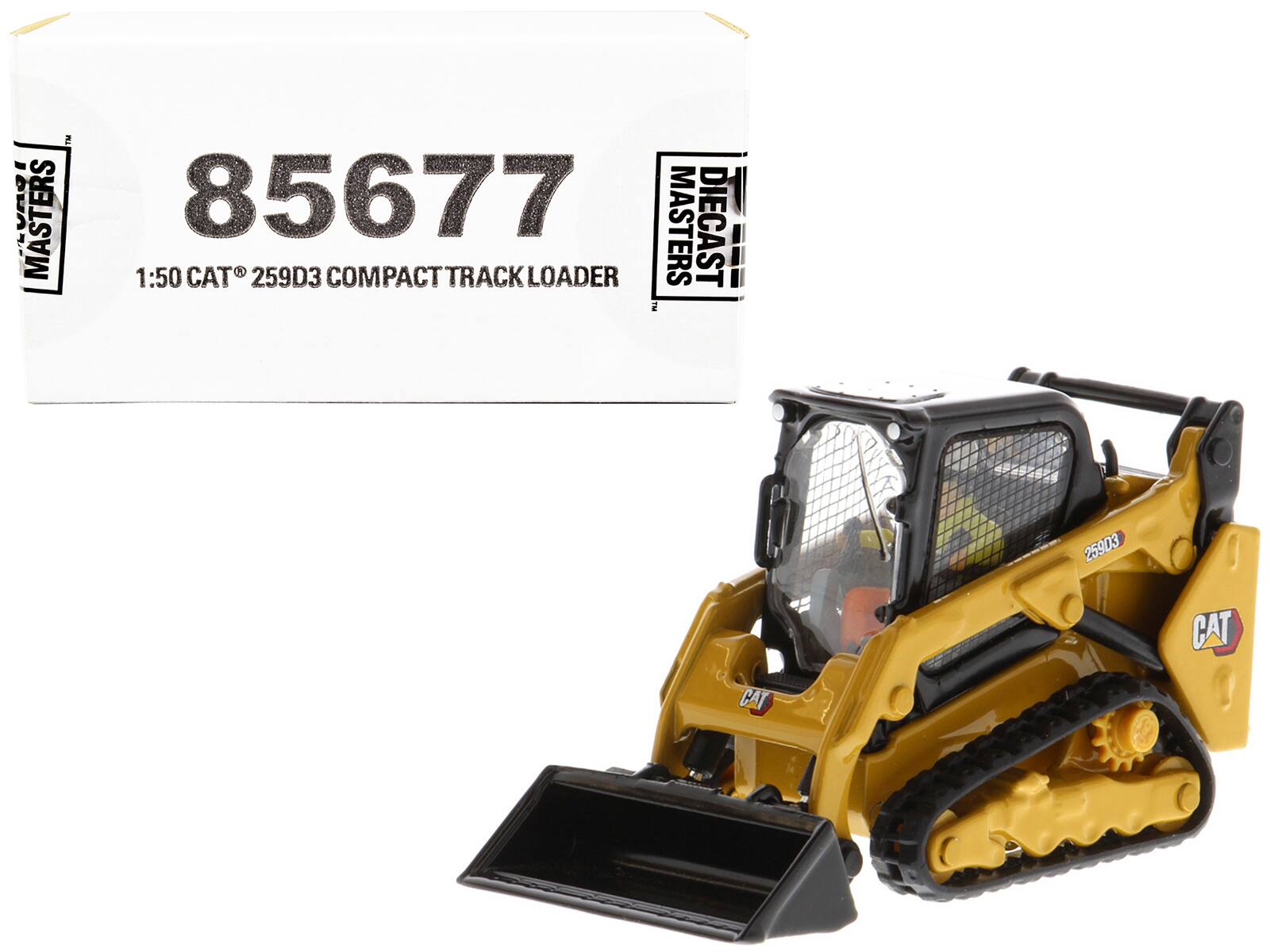 Diecast Masters - CAT Caterpillar 259D3 Compact Track Loader with Work Tools and Operator "High Line Series" 1/50 - Yellow