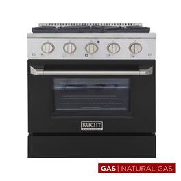 Kucht - 30 in. 4.2 cu. ft. Natural Gas Range with Sealed Burners and Convection Oven in Black - Black