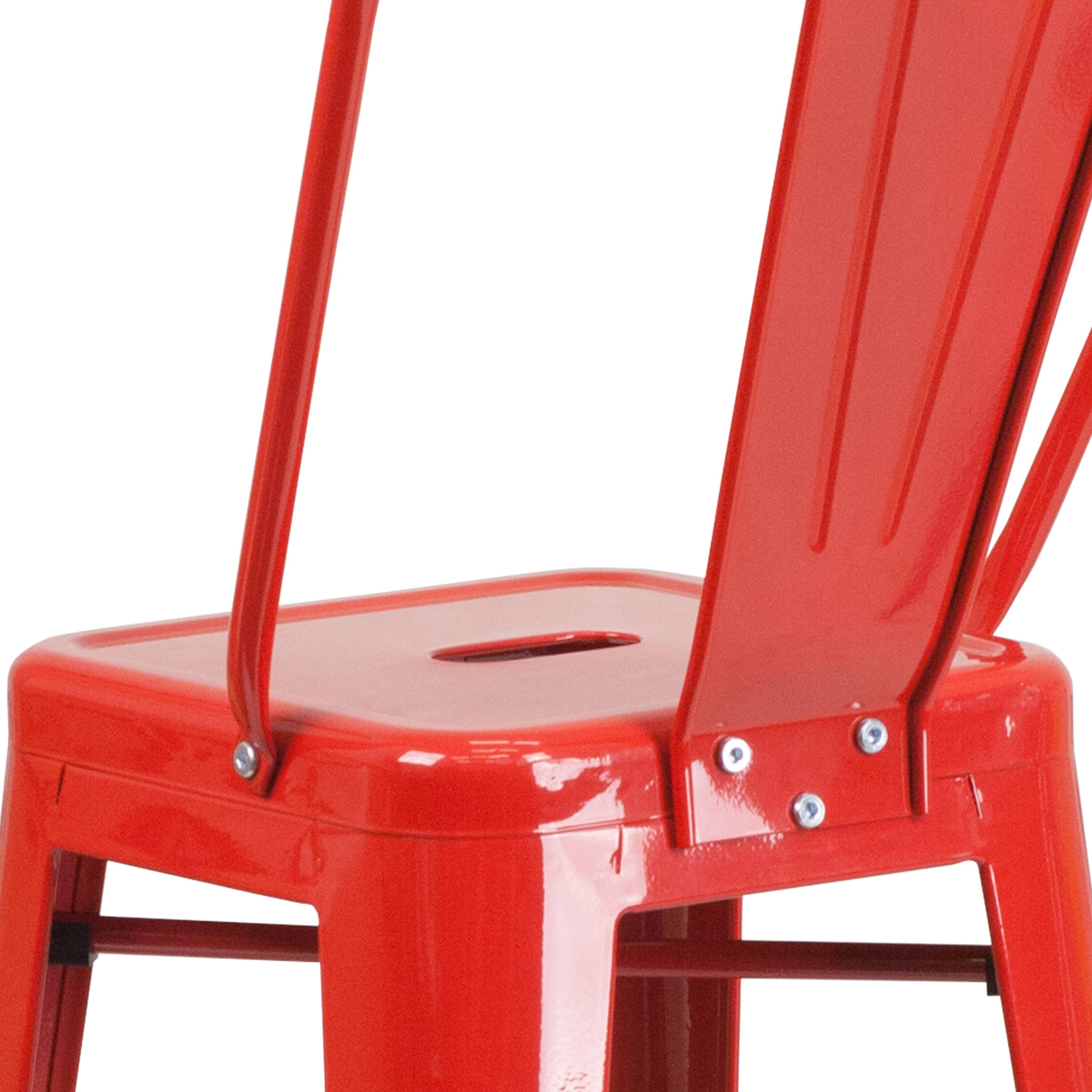 Alt View 10. Emma + Oliver - Commercial Grade 4 Pack 30" High Metal Indoor-Outdoor Barstool with Back - Red.