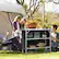 Left. Costway - Folding Camping Table Aluminum Portable Picnic Table with 2-Tier Shelves Black - Black.