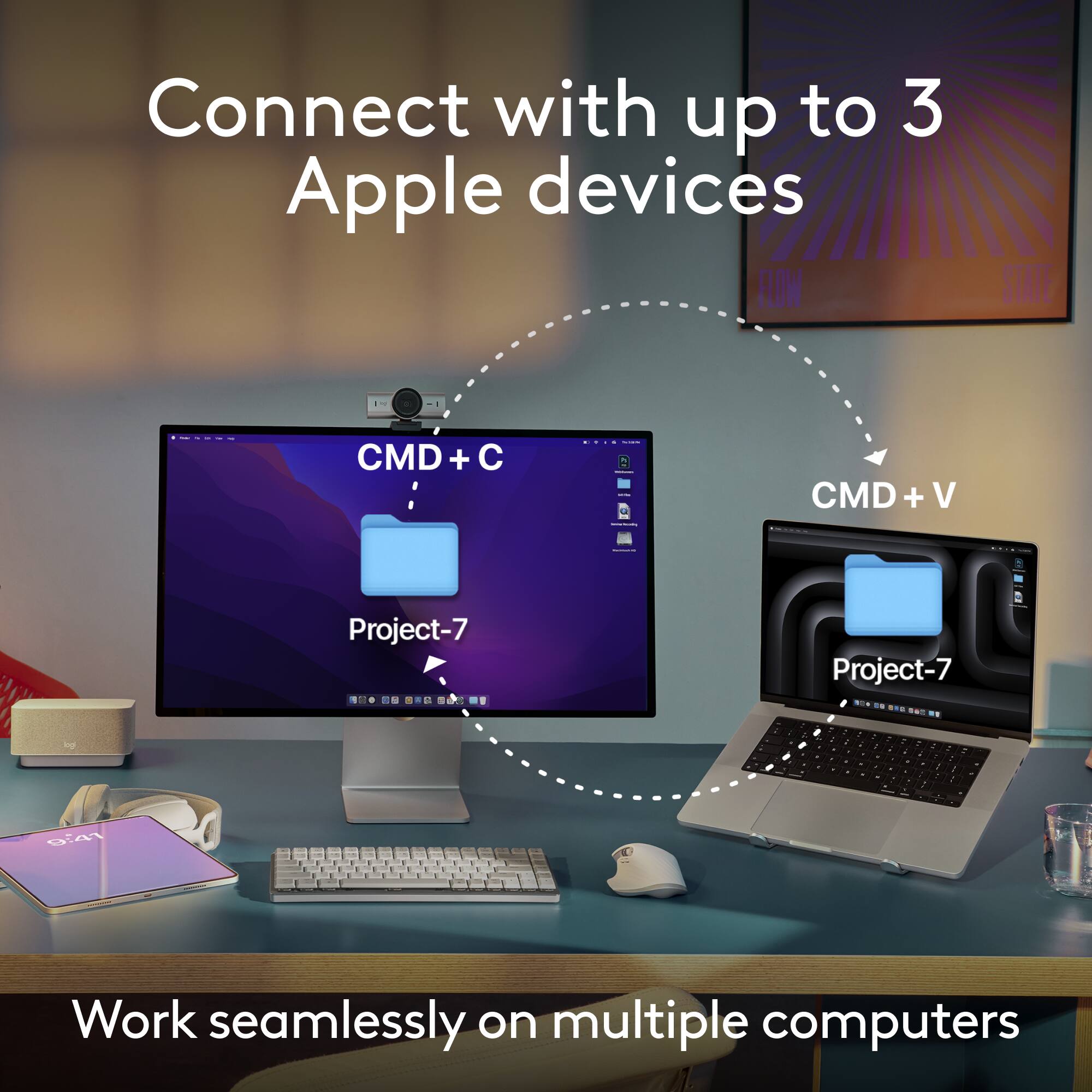 Connect with up to 3 Apple devices. Work seamlessly on multiple computers.
