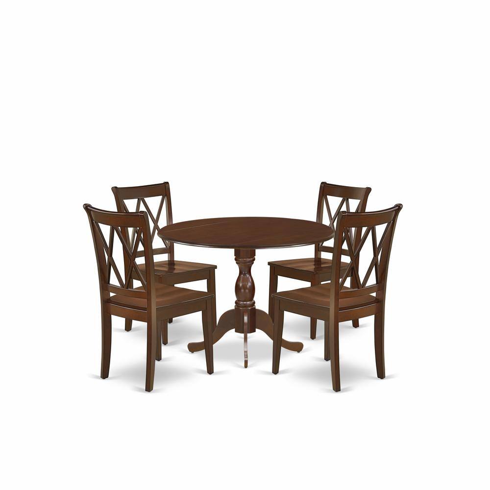Left. East West Furniture - East West Furniture DMCL5-MAH-W 5 Piece Dinette Sets Includes 1 Drop Leaves Dining Table and 4 Mahogany Kitchen Chairs - Mahogany.