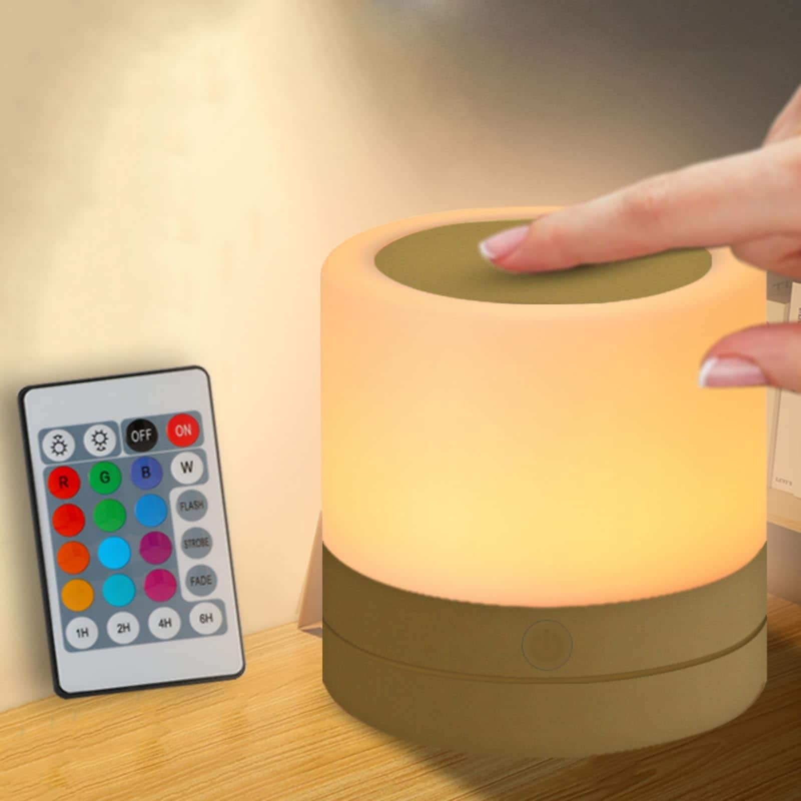 MAGICAL RUBS - Night Light For Usb Rechargeable Small Desk Lamp 13 Rgb Colors & 4 Brightness 1 Remote Touch Bedside Cordless - Gold