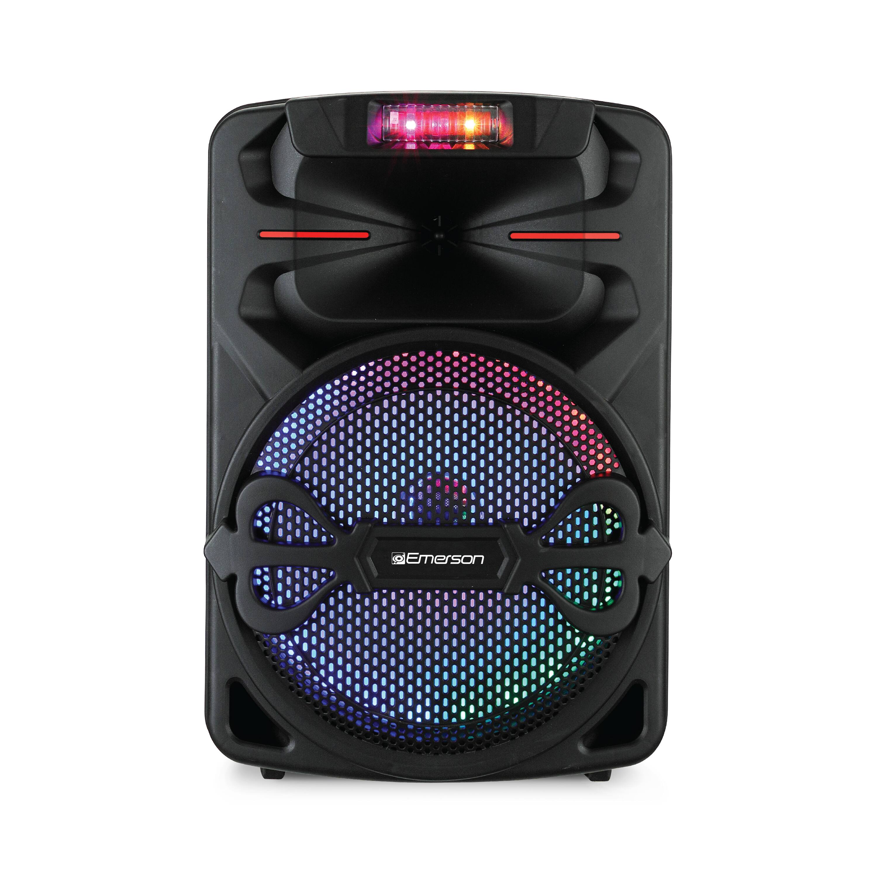 Front. Emerson - Portable Bluetooth 12" Party Speaker with Built-In Disco Lights (EDS-1200) - Black.