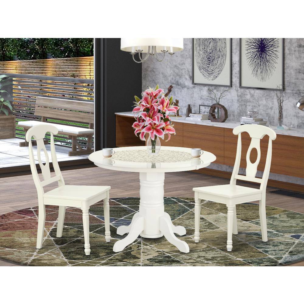 Left. East West Furniture - Dining Room Set Linen White - Brown.