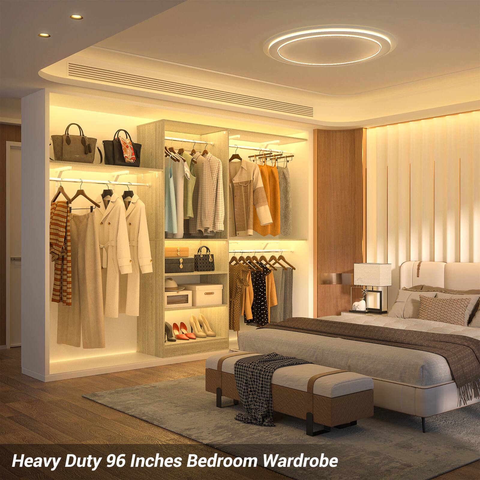 Heavy Duty 96 Inches Bedroom Wardrobe