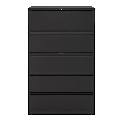 Alt View 1. Staples - HL8000 Commercial 5 File Drawers Lateral File Cabinet, Locking, Black, Letter/Legal, 42"W (21748D) - Black.