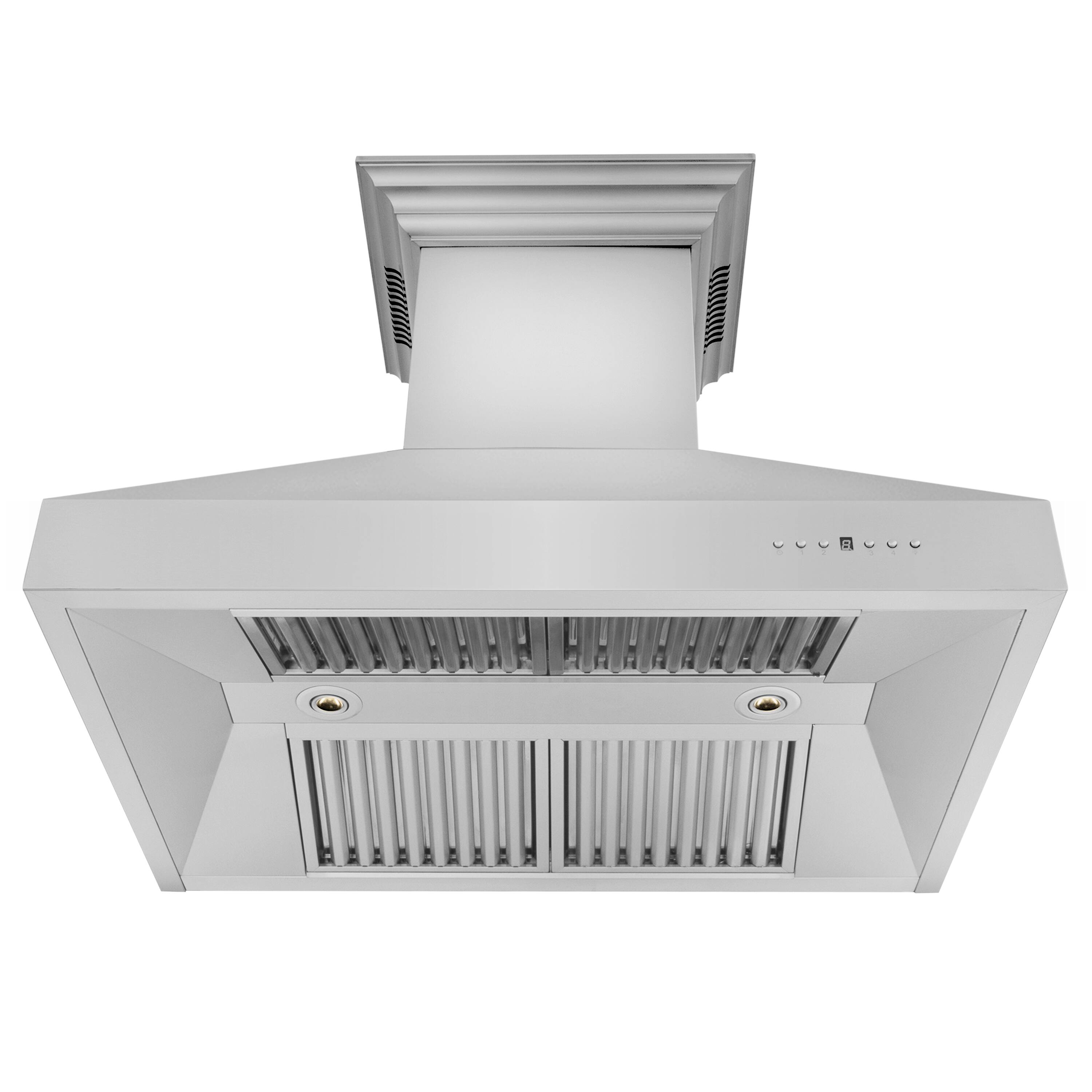 Left. ZLINE - Professional 36" Externally Vented Range Hood - Stainless steel.