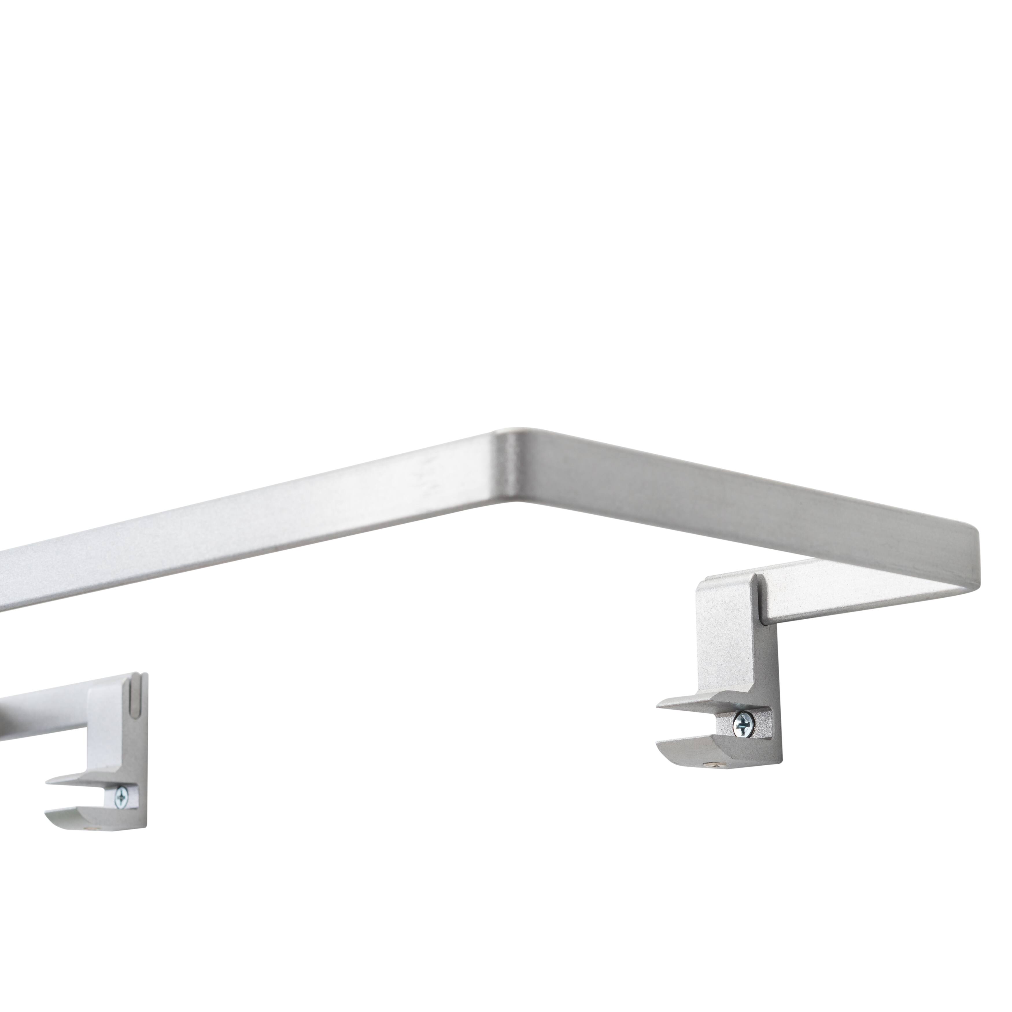 Alt View 1. Danya B - Floating Wall Mount Tempered Glass Bathroom Shelf with  Brushed Chrome Rail - Chrome, Glass.