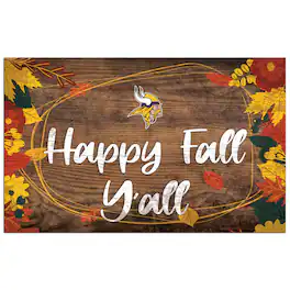 Fan Creations - Minnesota Vikings 11'' x 19'' Happy Fall Y'all Sign - Brown